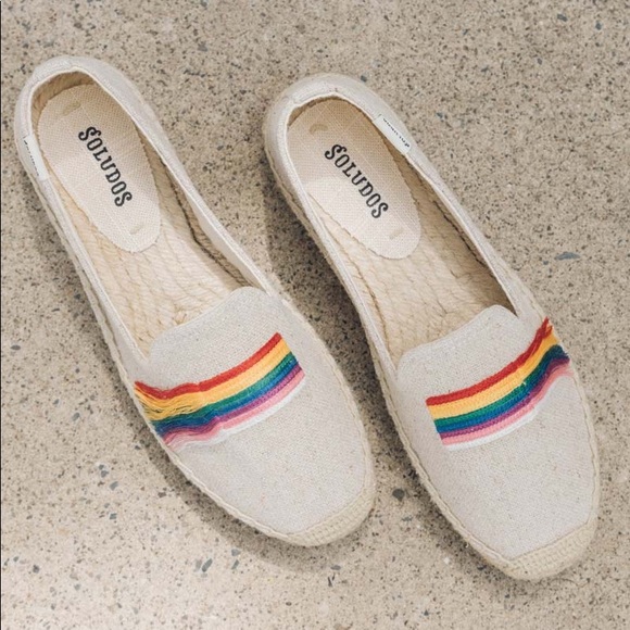NWT SOLUDOS Rainbow Pride Espadrille Smoking Flats - Picture 12 of 13